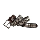 Leder Metall Dornschließe Herren Gürtel Breit Rindsleder Hip Hop Rock Niet Gürtel für Männer Schwarz Gürtel für Jeans, coffee, 115