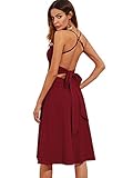 DIDK Damen Spagehttiträger Weitgeschwingend Sommer Kleider Festlich Hochzeit Knielang Partykleid Weinrot M