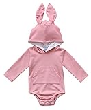 Snaked cat Niedlicher Baby Mädchen Jungen Body Unisex Baby Langarm Strampler mit Kaninchenohren 100% Baumwolle Onesie Overall mit Kapuze Strampler für Baby Mädchen Jungen 0-24 Monate, rose, Gr. 50-68