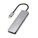 Omars USB C Hub, 6 in 1 Aluminium USB-C Adapter mit HDMI 4K Adapter, USB-C Stromversorgung, SD und Micro SD Kartenleser und 2 USB 3.1 Ports kompatibel für USB-C G