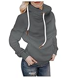 GFGHH Damen Kontrastfarbe Pulli Pullover Rollkragen Sweatshirt Kapuzenpulli Top Hoodies Langarm Hoodie Herbst Winter Freizeit Kapuzenpullover Gestreifte Langarmshirt Frauen Casual Farbblock Ob