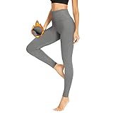 HLTPRO Leggings Damen Gefütterte Thermoleggins Mit Teddy-Innenfleece High Waist Leggins Warm Winter Fabletics Sportleggins Lang Strumpfhosen Yogahose Laufhose (S-M, 1er-Grau)