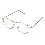 Navaris Retro Brille ohne Sehstärke - Damen Herren Vintage Modebrille - Anti Blaulicht Computer Nerdbrille ohne Stärke - mit Metallbüg