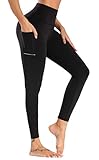 Olacia Damen Sport Leggings High Waist Yoga Hose Fitness Leggins mit Taschen Schwarz S