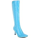 ZHENGRUI Kniehohe Stiefel Damen,Quadratischer Kopf Temperament Lange Stiefel Sexy Mode Reißverschluss Mid Stiefel Party Beiläufig,Blue-43