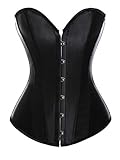Slimbelle Damen Bustier Korsett Sexy Knochen Überbrust Taillenmieder Shapewear Top Gothic - Schwarz - Taille:28/29'