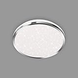 Briloner Leuchten - LED Deckenleuchte, Badleuchte, Badlampe inkl. Sternendekor, IP44, 12 Watt, 1.200 Lumen, 4.000 Kelvin, Chrom-Weiß, 280x70mm (DxH)