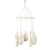 SWECOMZE Makramee Wandbehang Handgefertigt Traumfänger, Boho Chic Böhmische Blatt Feder Wanddeko für Wohnzimmer Schlafzimmer Hochzeitsfeier, Kreatives Geschenk