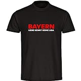 T-Shirt Bayern - Liebe kennt Keine Liga schwarz Herren Gr. S bis 5XL - Bayern Fußball München Fanartikel, Größe:XXXL