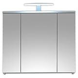 Stella Trading SPICE Spiegelschrank Bad mit LED-Beleuchtung in Weiß Hochglanz - Badezimmerspiegel Schrank mit viel Stauraum - 80 x 67 x 20 cm (B/H/T), Matt-F