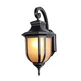 Siet Vintage Wandleuchten Lichter Glasschirm Außenwandlaterne, wasserdichte Außenhauslampen Schwarze Metall-Gartenlampen, Garage Patio Wegpfosten Veranda Beleuchtungskörp