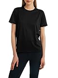 Woolicity Damen T-Shirt Kurzarm Yoga Tops Casual Sport Shirt Running Fitness Shirts Sportbekleidung Kurzarm Oberteile Top Schwarz L