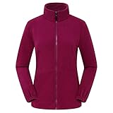 shesuseke Damenjacke, gefüttert, Fleece, Jacke, Rollkragen, Mantel, Plüsch, Reißverschluss, Winter, warm, dick, Wandermantel, WJY01#Mauve, 46