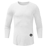 ERNUMK Herren T-Shirt Slim Fit Beiläufig Moderner Männer Bodybuilding Shirt Fitnessstudios Training Sport Langarmshirts (Weiß, XXXL)