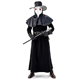BYYDYSRFLO Steampunk Gothic für Herren Doctor Crow Performance Kostüm Mittelalterliche Priestergewänder Karneval Halloween Bundle Taillenrobe Black-XXL