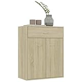 GOTOTOP Sideboard aus Spanplatte mit 2 Türen und Schublade, Beistellschrank für Flur, Wohnzimmer, Schlafzimmer, 60 x 30 x 75 cm, Farbe sonoma E