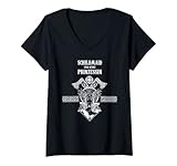 Damen Kriegerin, Wikinger Frau, Spruch Schildmaid keine Prinzessi T-Shirt mit V