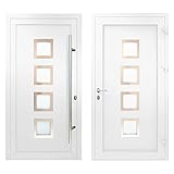 HORI® Haustür Bordeaux I Aluminium Haustüre mit Glaseinsatz I Nebeneingangstür Farbe: Anthrazit I Größe: 1900 x 880 mm I DIN Link