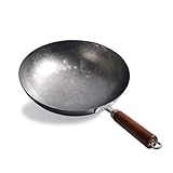 SPNEC 32/4cm traditionelle handgemachte Wok altmodisch Eisen Wok ohne Beschichtung Non-Stick Gaskocher Wok Kochgeschirrtopf (Size : 34cm)