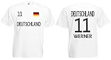 Deutschland Werner Herren T-Shirt EM 2020 Trikot Look Style Shirt Weiß XXXL