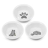 Navaris Futterstation Futternäpfe für Katzen und Hunde - Futternapf Set aus Porzellan - 3X Fressnapf Katzennapf - spü