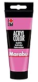 Marabu 12010050033 - Acryl Color pink 100 ml, cremige Acrylfarbe auf Wasserbasis, schnell trocknend, lichtecht, wasserfest, zum Auftragen mit Pinsel und Schwamm auf Leinwand, Papier und H