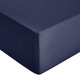 Amazon Basics – Hochwertiges Mikrofaser-Spannbettlaken, 160 x 200 x 30 cm, marineb