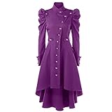 Bellelhot Damen Halloween Gothic Dunkler Stil Kleider Elegant Unregel Wellenförm Rüsche Wickel Tunika Rollenspiel Blusenkleid Freizeit Schlank Langarm Rollkragen Gothik Karneval Party Cosplay Kostü