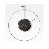 CHNOI Wanduhr, groß, leise, aus Holz und Metall, Wohnzimmermöbel (Farbe: A, Größe: 60 cm)