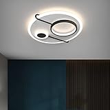 LED Deckenlampe Dimmbar Modern Deckenleuchte Wohnzimmer Deckenlicht Mit Fernbedienung Acryl Lampenschirm Einstellbar Lichtfarbe/Helligkeit Schlafzimmerlampe Restaurant Beleuchtung (Runde Form,Schwarz)