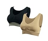 Alsino BH mit Haltungskorrektur & Kupferfasern - 2er-Set - beige/schwarz - Verschiedene Größen, (36/38)