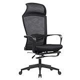 VIVIANSHOP Ergonomischer Bürostuhl mit verstellbarer Rückenlehne, Drehstuhl, Computerstuhl, Netzstoff-Fußstütze, Schw