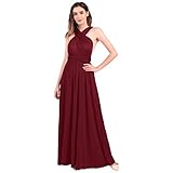 FYMNSI Damen Multiway Lange Abendkleid Hochzeit Brautjungfernkleid Bodenlang Partykleid Cocktailkleid Cabrio Wickelkleid V-Ausschnitt Festlich Kleid Rückenfrei Neckholder Maxikleid Sommer Strandk