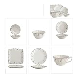 xxy Blumen Keramik Weihnachtsgeschirr Set Haushaltsplatte Schüssel Tasse Geschirr Set Reisschale Suppenschüssel und Essstäbchen Set (Set : 9 Piece Set)