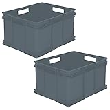 keeeper Bruno 2X Eurobox XXL Aufbewahrungsbox Kunststoff ECO (PP) 52 x 43 x 28 cm 54 Liter grau, 52x43x28 cm c/