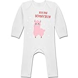 Shirtracer Geschwister Bruder und Schwester - Kleine Schwester Lama - 12/18 Monate - Weiß - lama Baby - BZ13 - Baby-Body Langarm für Jungen und M