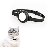 LucyBalu Katzenhalsband NEMO für den AirTag* I sicher, leicht, bequem I Halsband für Katzen mit Sicherheitsverschluss I kompatibel für den Apple AirTag I Silikonband Schw