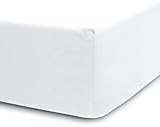 Lumaland Luxury Jersey Spannbettlaken für Wasserbett und Boxspringbett 100 % Baumwolle mit Rundum-Gummizug 140-160 x 200-220 cm Weiß
