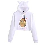 NISOWE Damen Cartoon Kartoffel Print Langärmeliger Pullover Tasche Lose Kap