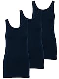 ONLY 3er Pack Damen Basic Tops Tank Top dunkel blau lang 15201465 (XL, Blau (Night Sky))