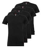 Levi's Herren Crew Neck T-Shirts Stretch Cotton 905055001 4er Pack, Farbe:Schwarz, Menge:4er Pack (2X 2er), Größe:XL, Artikel:-884 Jet Black