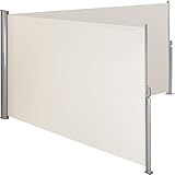 TecTake Doppel- Seitenmarkise Sonnenschutz Sichtschutz Gehäuse und Standpfosten komplett aus Aluminium - Diverse Farben und Größen - (Beige | 200x600cm | Nr. 402339)