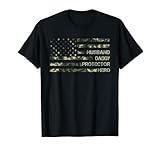 Husband Daddy Hero Protector Veteran Camo Amerikanische Flagge Armee T-S