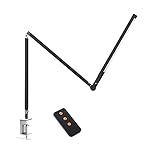 YLKCU 9W LED Leselampe Dimmbar mit Fernbedienung, 3 Farbtemperatur Schreibtisch Klemmlampe Touch Clip Klemmlampe Langarm Tischlampe Faltbar Drehbar für Buchbett Büro Lesebeleuchtung,Schw