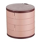 SM SunniMix Frau Ohrringe Halsketten Ringe Schmuck Storage Box Halter Multilayer Rotierenden mit Spiegel - Pink