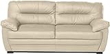 Mivano 3er-Sofa Royale / Zeitlose, bequeme Ledercouch mit hoher Rückenlehne / 190 x 86 x 90 / Lederimitat, Beig