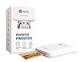 G&G Mini Pocket Photo Printer GG-PP023 Fotodrucker mit AR Photos 5 x selbstklebendes Zink Fotopapier, Sticker, App für IOS und Android Smartphones, Bluetooth, Sofortdruck, tintenfrei, (Drucker Solo)