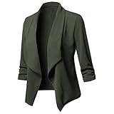 Lomelomme Blazer Damen Schwarz Kurz 3/4 Arm Strickjacke für Damen mit offener Vorderseite und Langen Ärmeln Frauen Langarm Cardigan Blazer Elegant Festlich Große Größ