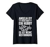 Damen Hobbyangler Angeln Herzschlag Angler T-Shirt mit V