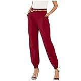 JIAYOUA Jogginghose Damen Wanderhose Frauen Freizeithose Lang Schnelltrocknende Trainingshose Baumwolle Yoga Hosen Laufhose mit Taschen Elastischer Taille Laufhose Gürtellose H